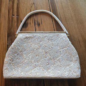 Gorgeous Vintage White and Cream Evening Bag